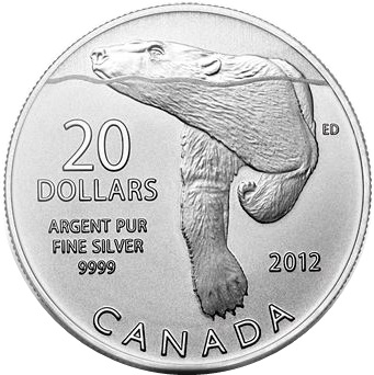 2012 $20 1/4oz Silver Coin Series - POLAR BEAR - Click Image to Close
